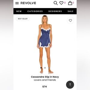 NAVY BLUE LOVERS AND FRIENDS SATIN SLIP DRESS XS ONLY WORN ONCE